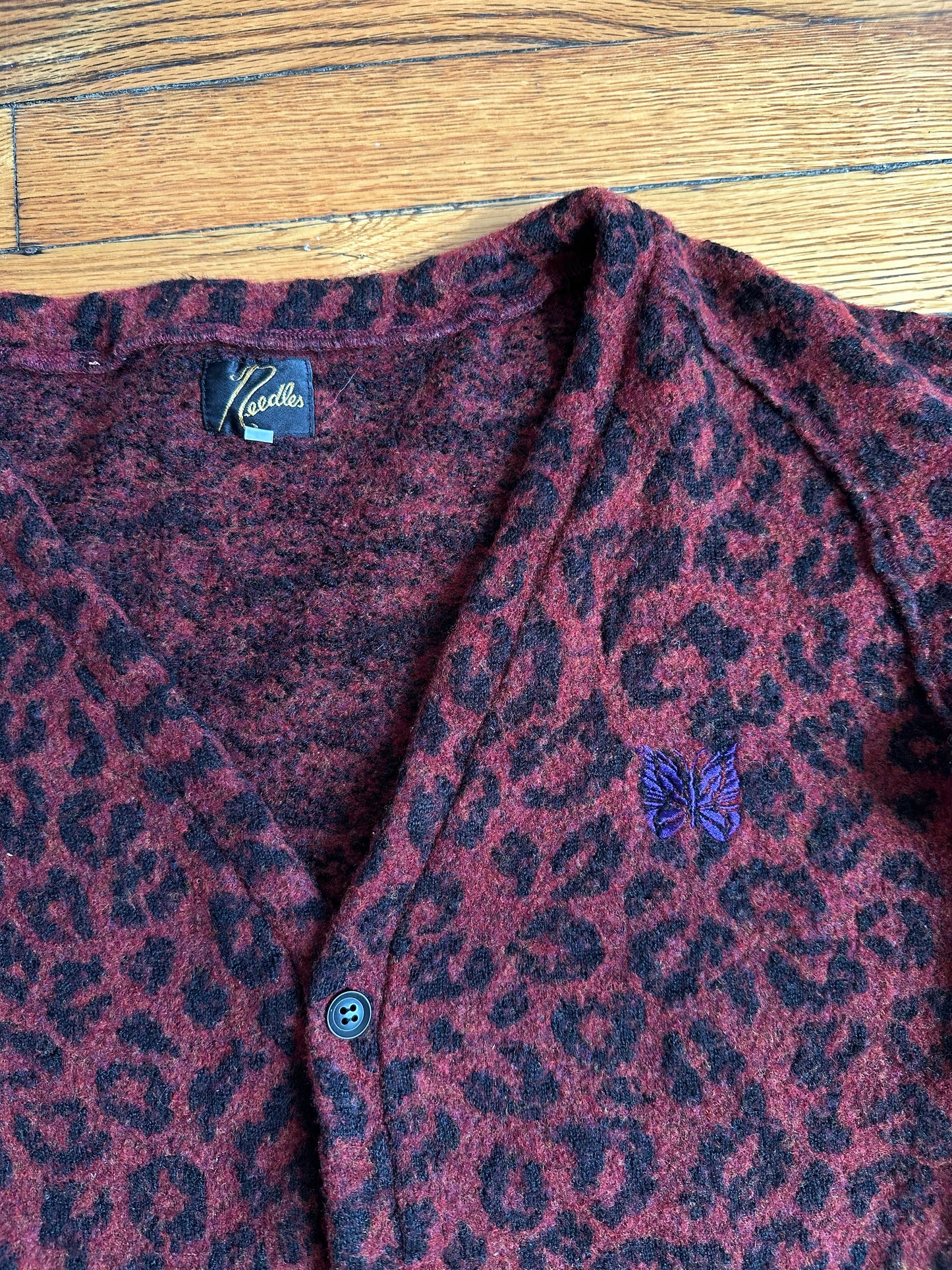 Needles Red Leopard Cardigan