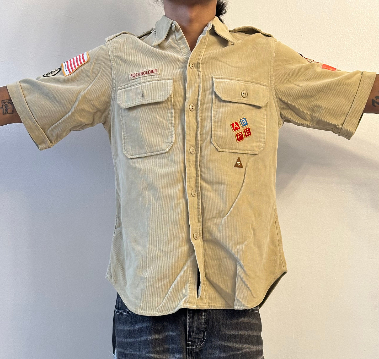 BAPE Corduroy Shortsleeve Boy Scout Shirt