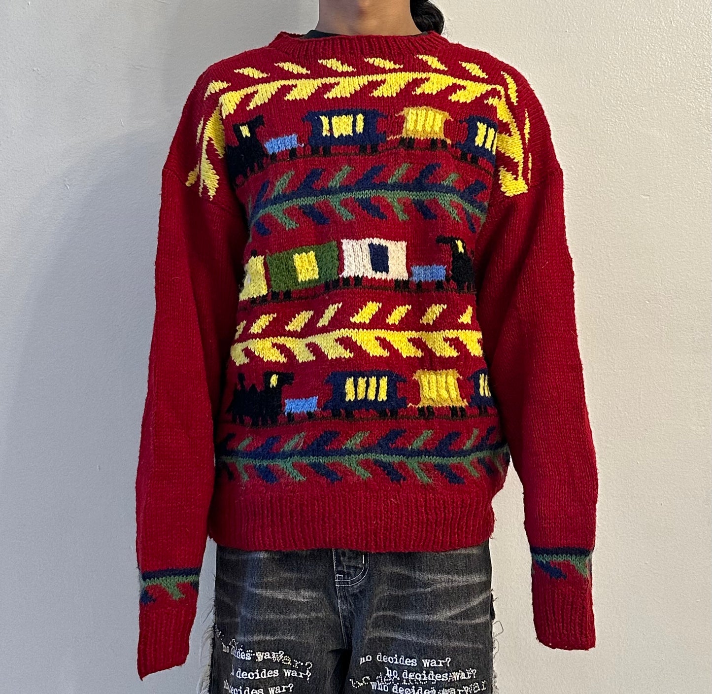 Hand Woven Train Knit Sweater