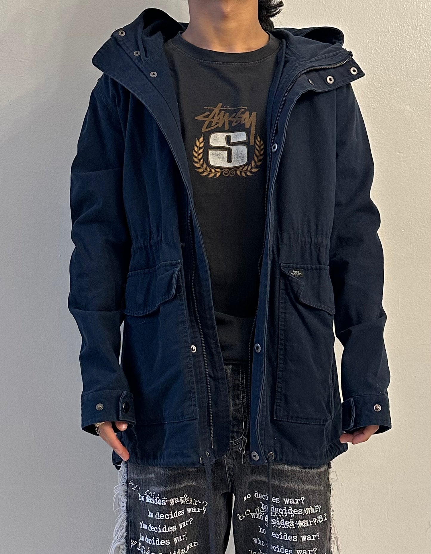 Navy Canvas Fishtail Parka