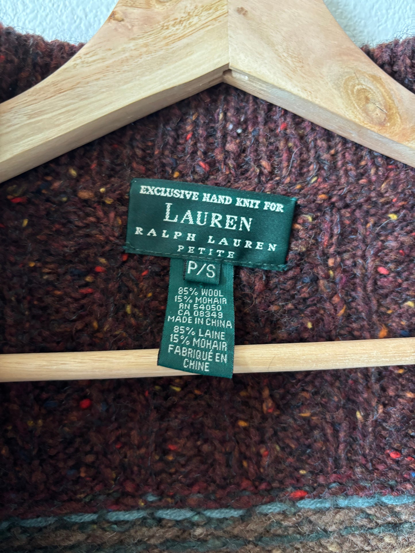 Lauren By Ralph Lauren Hand Knit Zip Up Sweater