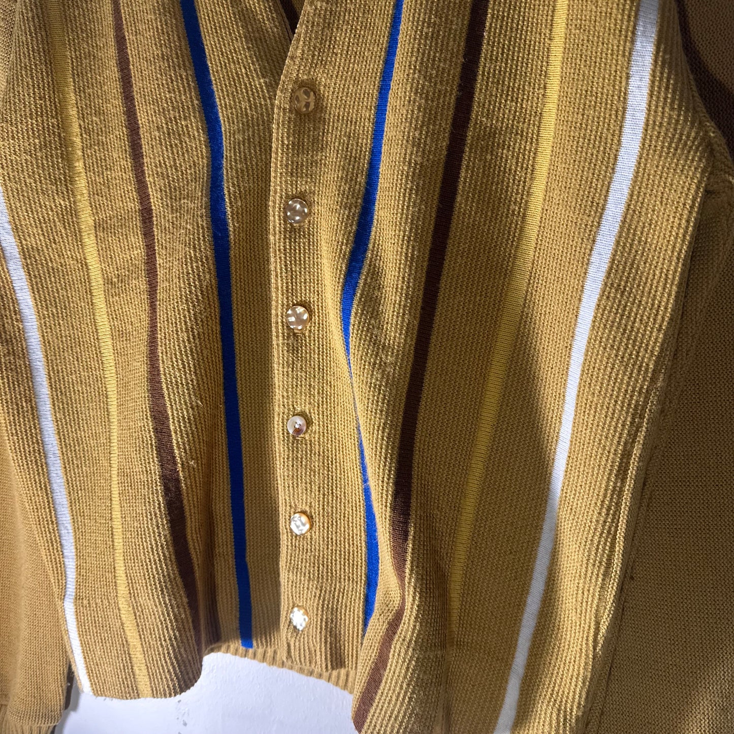 1970s Campus Striped Knit Cardigan