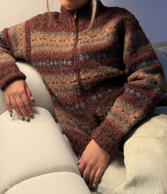 Lauren By Ralph Lauren Hand Knit Zip Up Sweater