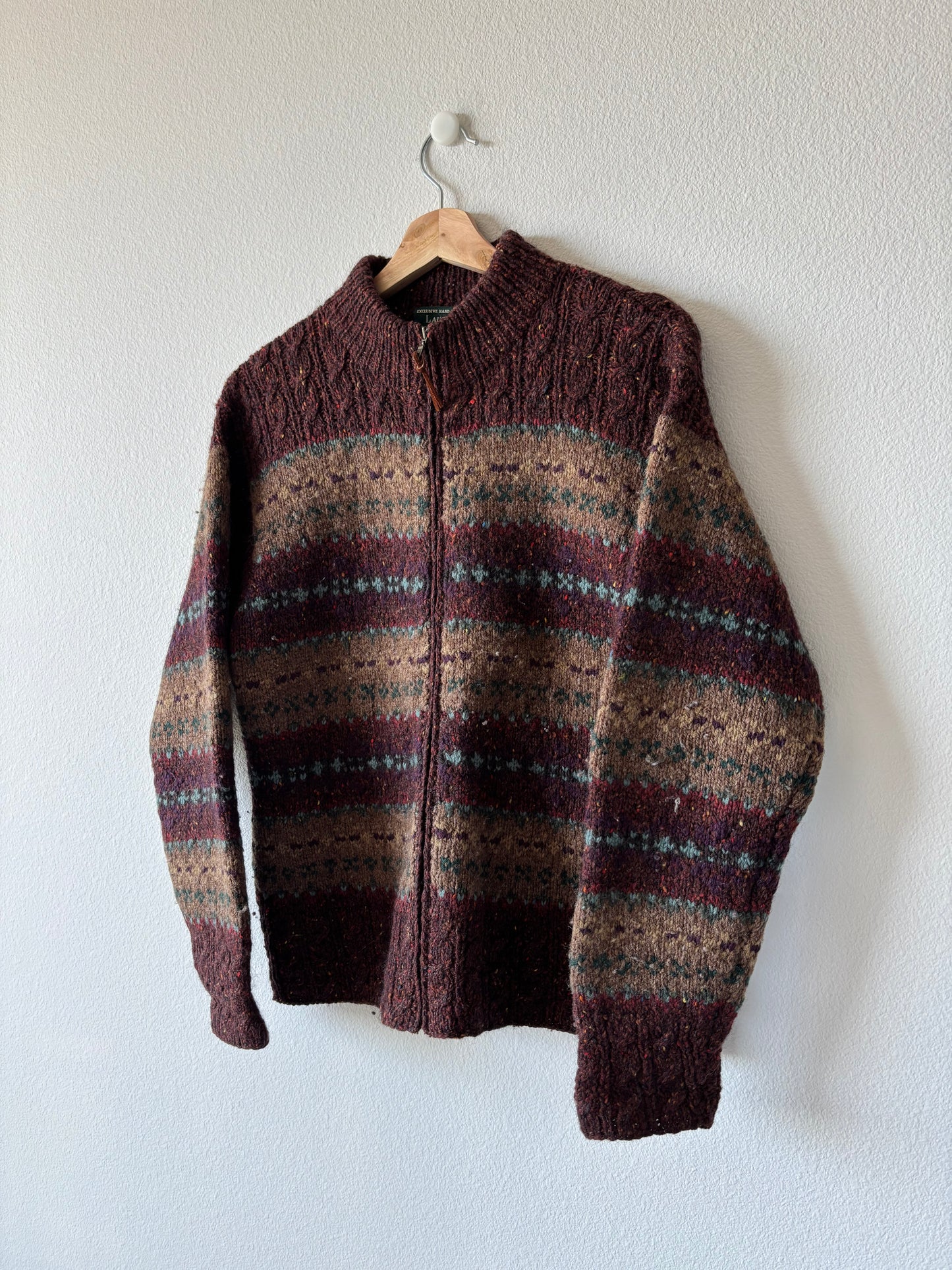 Lauren By Ralph Lauren Hand Knit Zip Up Sweater